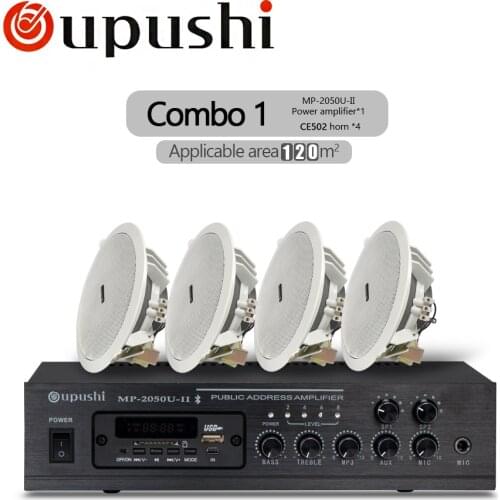 Oupushi Home Music System 100V Bluetooth Amplifier Withe Ceiling speaker, Wall speaker 60W Remote Control Audio Sound