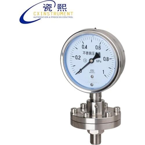 The Sealed Diaphragm Pressure Gauge With 0~40 Mpa Pressure Range 60mm Diameter Radial Install Air Pressure Gauge