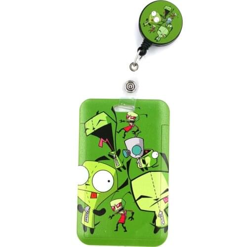 Invader Zim Cute Credit Card Cover Lanyard Bags Retractable Badge Reel Student Nurse Exhibition Enfermera Name Clips Card ID