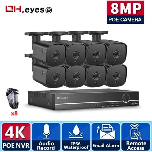4K NVR Kit 8CH POE CCTV Camera Security System Kit 8MP Outdoor Video Surveillance Set IP Explosion proof Camera System Set