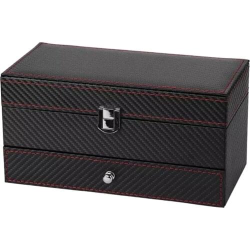 Couple 4 Grid Watch Box Watch Case Double Jewelry Display Storage Box Rack Storage Display Box Black Gift Box