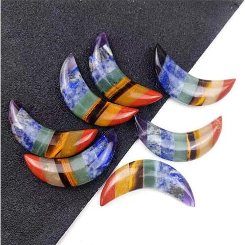 Crystal seven chakra moon hand stone folk craft healing energy for gifts