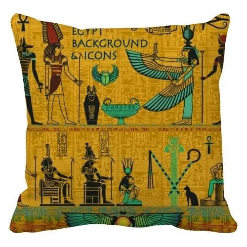 Ancient Egypt Pharaoh Art Pattern Throw Pillow Square Cover