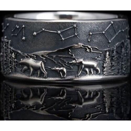 Fashion Vintage Animal Herd Rings for Women Accessories Statement Anniversary Jewelry Exquisite Carved Constellation Rings
