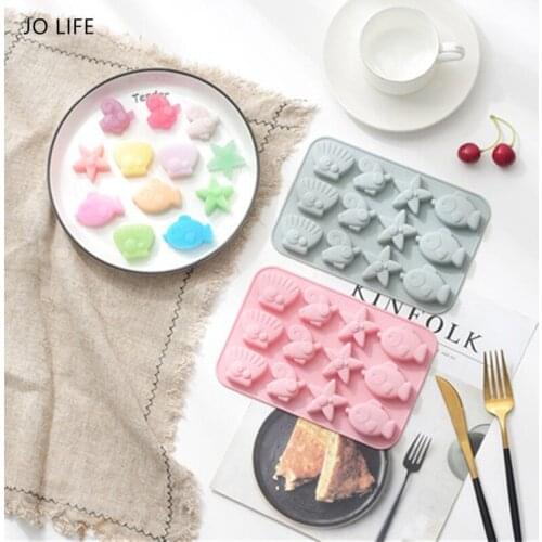 JO LIFE Cartoon Silicone Cake Decoration Tool Fish Starfish Chocolate Cookie Mold