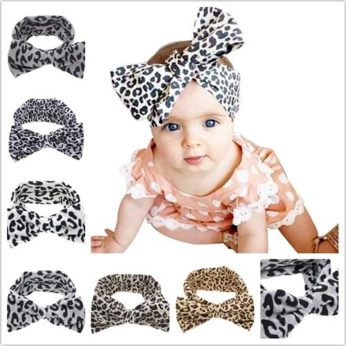 Little Girls Kids Soft Stretch headband Big Bow Turban Bowknot Hairband Leopard Head Wrap Hair Band Accessories 1pc HB510