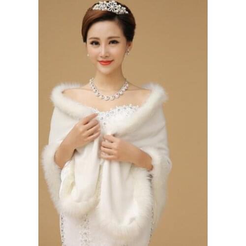 Faux Fur Wrap Wedding Shrug Bolero Stole Jacket Bridal Wedding Shawl White Ivory Coat Jacket