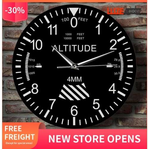Altimeter Wall Clock Aviation Height Measurement Dashboard Wall Clock Home Living Room Decoration Wall Clock Aviation Gifts