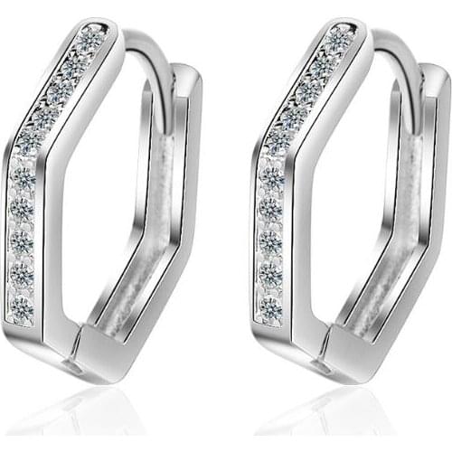 New Pentagon Zircon Geometric Earrings For Women Men Trend Creative Jewelry Party Gift Oorbellen SAE184