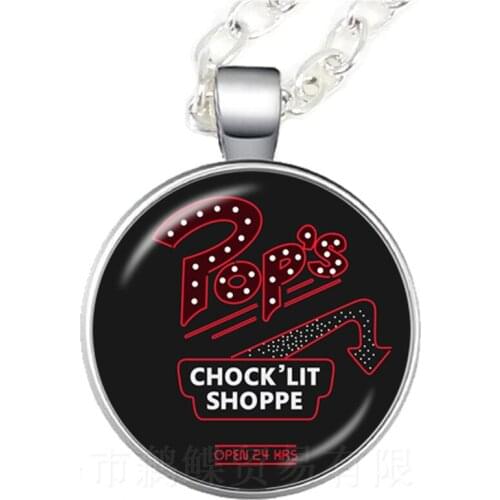 Pop Riverdale Glass Necklace 25mm Glass Cabochon Long Chain Couple Sweater Chain For Women Men Jewelry Gift Wholesale