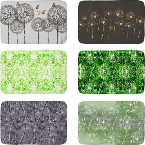 HOT Bathroom Rugs Dandelions Bath Mat Flannel Absorbent Non Slip Doormat for Entrance Green indoor Kitchen room Floor Mat