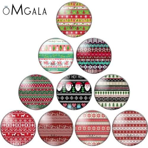 New Christmas Stripe Patterns 10pcs 12mm/14mm/16mm/18mm/20mm/25mm Round photo glass cabochon demo flat back Making findings