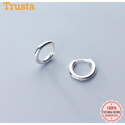 TrustDavis 100% 925 Sterling Silver Earrings Supper Stuff Smooth Surface Hoop Earrings For Women Fashion Jewelry DS1769