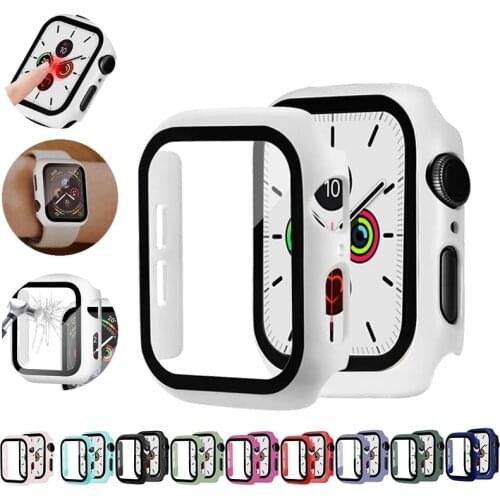 Glass+case For Apple Watch serie 6 5 4 3 SE 44mm 40mm iWatch Case 42mm 38mm bumper Screen Protector+cover apple watch Accessorie