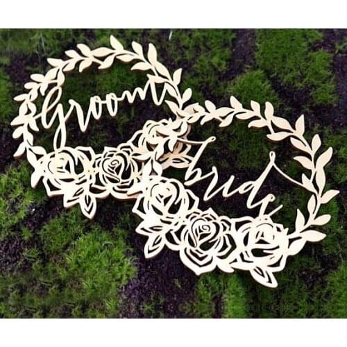 Bride & Groom Wedding Wooden Chair Sign, Table Sign, Wedding Reception Decor, Wood Wedding Reception Chair Signs, Set Wedding Si