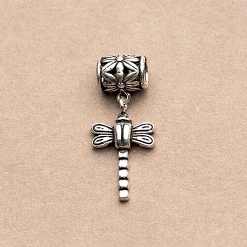 Vintage Thai Silver Craftwork Dragonfly Charms 925 Sterling Silver Decoration Necklace Pendant DIY Jewelry Accessories For Lady