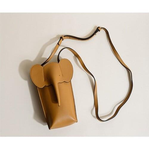 Genuine leather women Bag new cute mini leather purse fashion elephant mobile phone bag niche design crossbody bags 01-GN-mndxzp