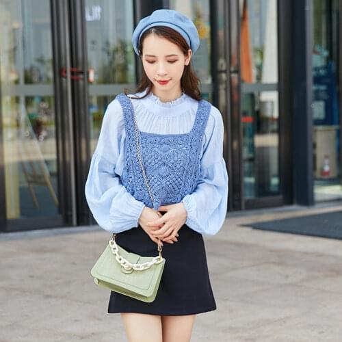 Womens Bag Fashion Travel Stone Pattern Women Chain Shoulder Crossbody Bag Simple PU Leather Solid Color Messenger Handbags