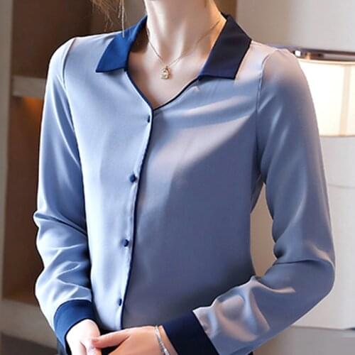 Long Sleeve Women Blouses Shirts Blusas Mujer De Moda 2021 Blouse Women Turn Down Collar Office Blouse Chiffon Blouse Shirt D427