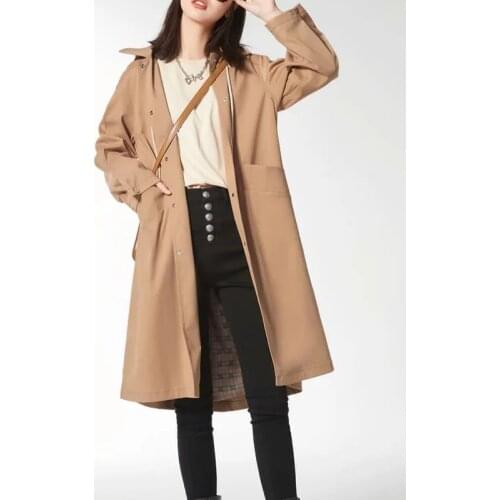 Womens Long Trench Coat Oversized With Hoody Trench Coat Double-Breasted Lady Elegant Loose Windbreaker Streetwear Overcoat trf