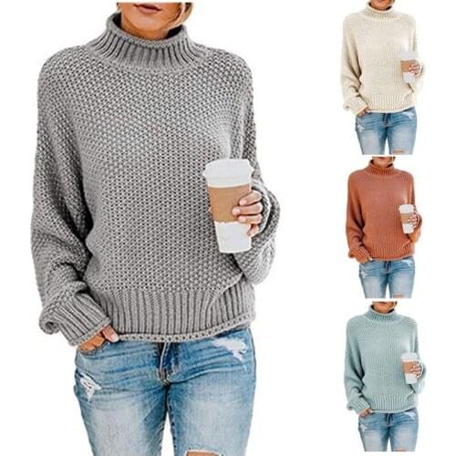 Sweater Women Pink Turtleneck Pull Femme Feminino Pullover Autumn Winter Clothes Women 10 Colors