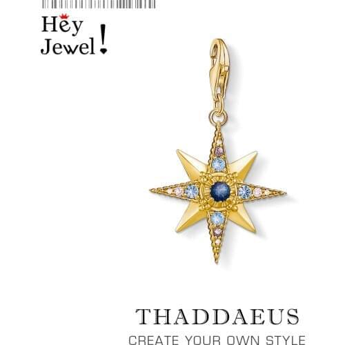 Lucky Golden Royalty Star Pendant Charm Fit Bracelet Necklace 925 Sterling Sliver Bohemia New Fashion Jewelry for Women Men Gift