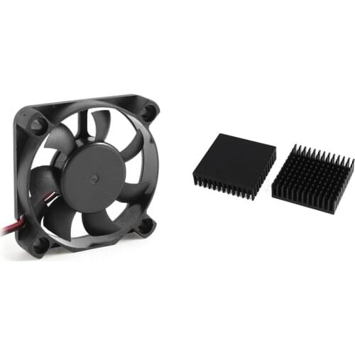 1Pcs 50mm x 10mm DC 12V 2-Pin Connector Computer Case Cooler Cooling Fan & 2 x Black Aluminum Radiator Heat Sink Heat Sink 40 x
