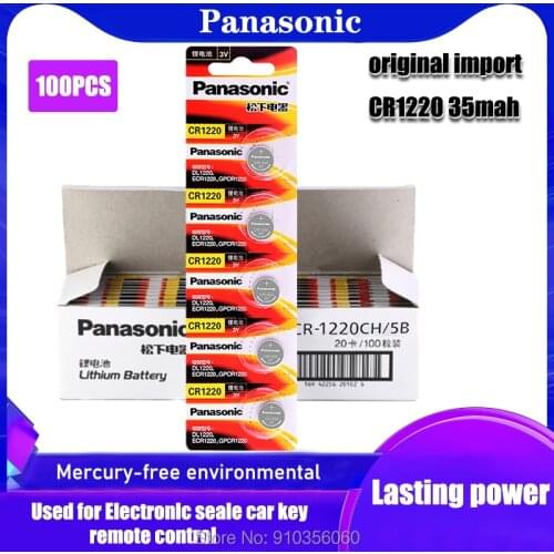 100pcs Panasonic Coin CR1220 ECR1220 DL1220 LM1220 KL1220 Cell Lithium Coin Batteries CR1220 3V Original Lithium Battery Button