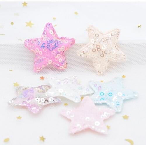 12Pcs 38mm Bling Sequins Appliques Star Padded for DIY Headwear Hair Clips Decor Clothes Crafts Sewing Supplies Patches H41