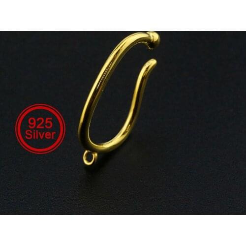 17x21MM Ear Bone Clip Settings with Loop Gold Plated Solid 925 Sterling Silver DIY Earrings Supplies 1705071