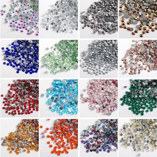 2.0mm AAAA Top Quality Crystal Multicolor Super Bright Glass Strass Iron On Hot-fix Rhinestones For Fabric Garment Decoration