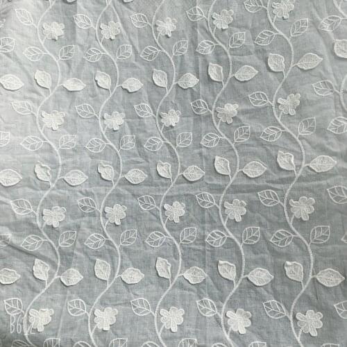 2020NEW Cotton Cloth 3D Tree Leaves Embroidered Lace Fabric Handmade DIY Clothes Accessories Width 130cm 1Yard