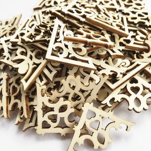 50 PCS laser cut wood carving decoration wood carving molding craft wedding decoration DIY handmade accessories