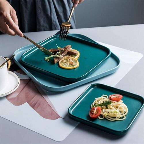 6/8/10Inch Ceramic Square Dinner Plate Nordic Matte Glaze Salad Dish Wedding Plate Kitchen Tableware Pizza Baking Serving Dishes