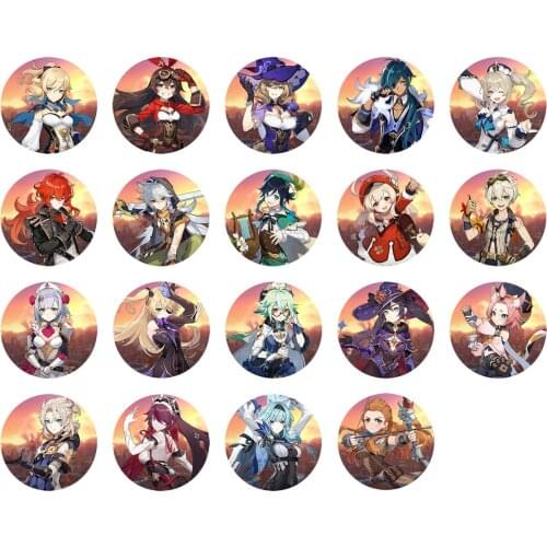 Genshin Impact Anime Game Jean Fischl Diluc Razor Noelle DAWN Ver Badge Brooch Pins