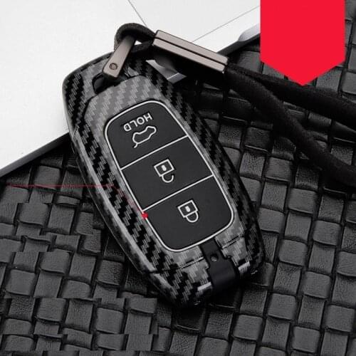 Carbon fiber Alloy+Silicone Car Key Case Cover For Hyundai i30 Ix35 KONA Encino Solaris Azera Grandeur Ig Accent Santa Fe