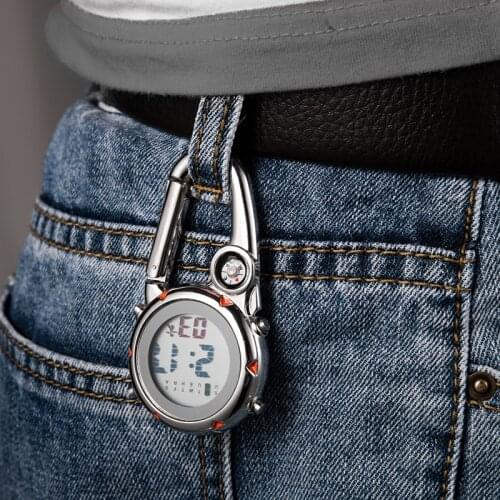 Digital Carabiner Clip Watch Sport Outdoor Hook Clock Hospital Gift Electronic Luminous Multi-function Stainless nurse watch