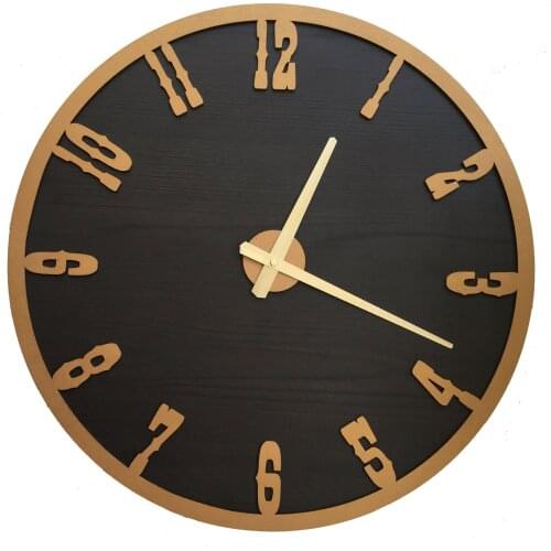 North Designed Tuşpa Gold Decorative Wall Clock 48 Cm