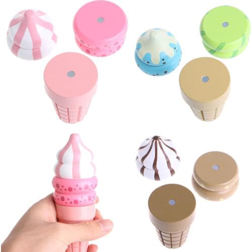 Wooden Food Magnetic Pretend Play Connected Ice Cream Children Kid Gift Toy Game