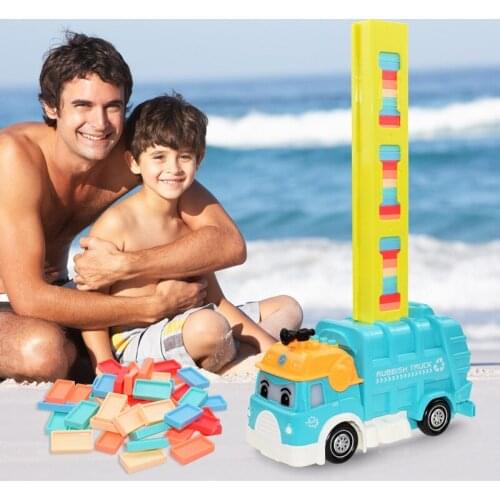 Electric Domino Train Is Automatically Put Into Domino Car Childrens Educational Toys Blocks DIY Toy Gift 3-6 Years Old TSLM1