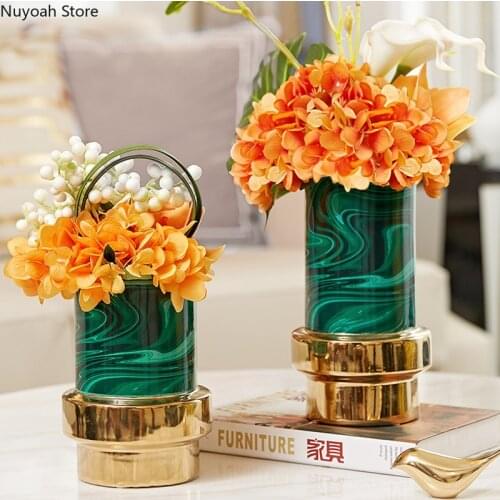 European Style Light Luxury Ceramic Vase Living Room Dried Flower Flower Arrangement Ornaments Home Simulation Flower Decoration