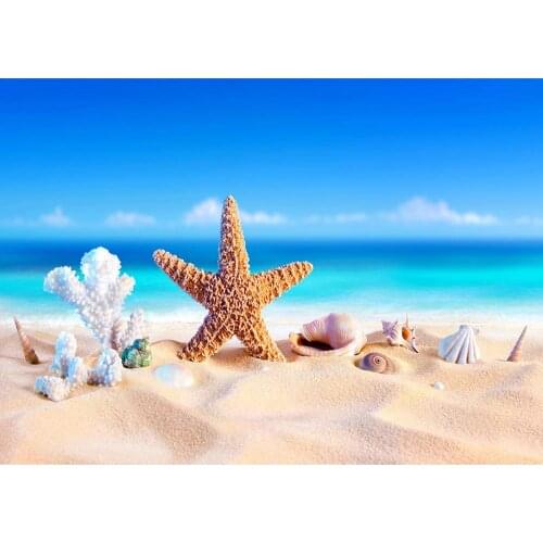 Starfish Shells Coral Sea Sand Photo Backdrop Custom Background Photography Props for Children Baby Portrait Pets Toy Photocall