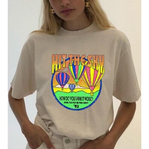 Summer Fashion Shirt Hit The Sky Graphic T Shirt Women Tops Base O-neckBlack Tees Vintage AirPlane Funny Girls Tshirt