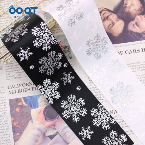 3'' Hot silver snowflake gosgrain Ribbon 2Yard Christmas DIY Handmade Accessories Headdress Gift Packaging Decoration