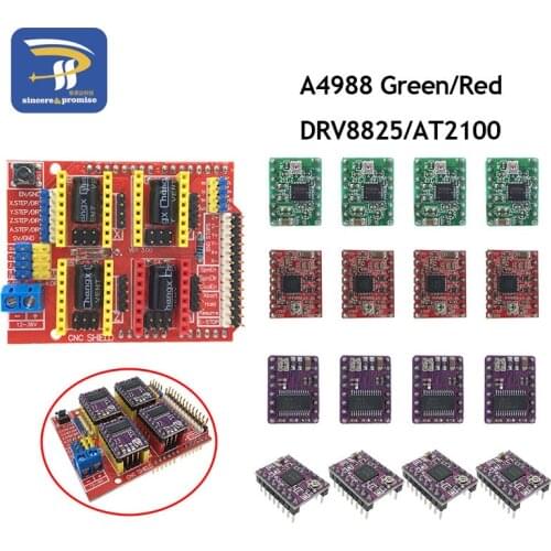 CNC Shield V3 engraving machine 3D Printe+ 4pcs A4988 / DRV8825 / AT2100 Driver expansion board for Arduino UNO R3