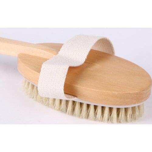 Wooden long handle bath brush bath brush hair brush soft hair back bath brush