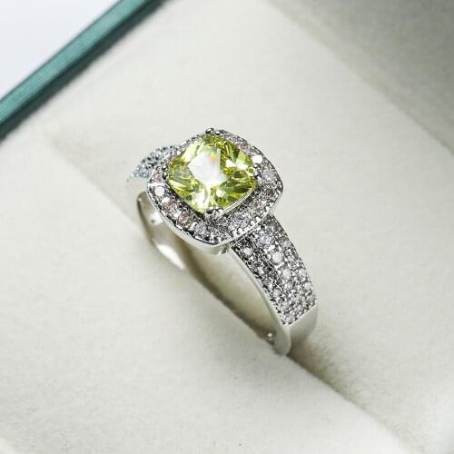 New Arrival 925 Sterling Silver Heart Arrow Square Cut Yellow Zircon Rings for Women Wedding Fine Jewelry Anillos Mujer