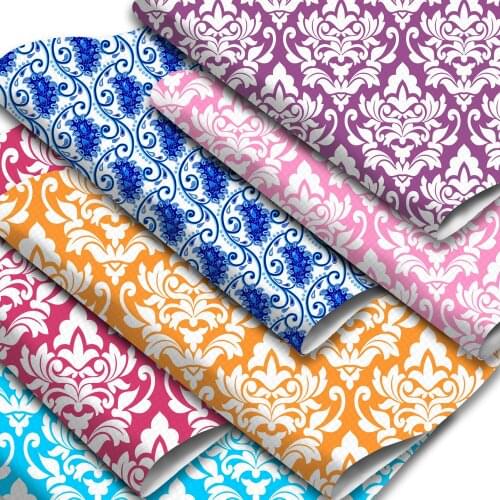 Geometric Theme Faux Leather Sheets Floral Pattern Printed Synthetic Leather Fabric 20x33cm for DIY Earrings Hair Bows Making