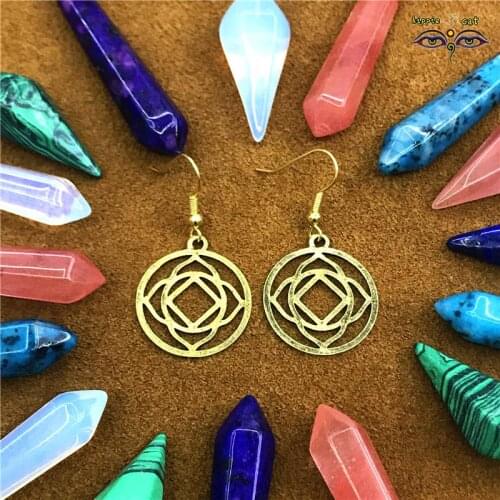 Indian Womens jhumka Earring Round Flower of Life Spiritual Yoga Seven Chakra Pendant Energy Symbol female Jewelry wholesale