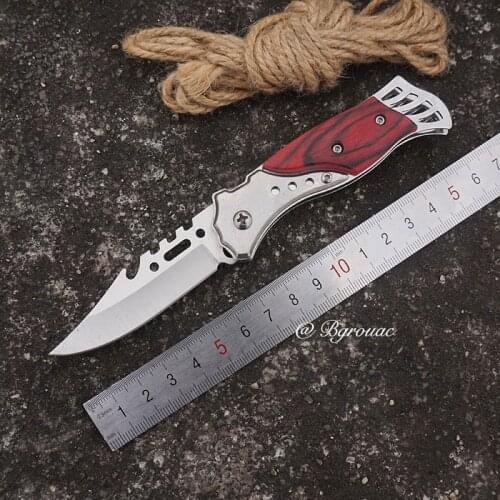 Small Folding Knife Pocket Survival Knife Tactical Camping Hunting Knives Stainless Steel Wood Handle Outdoor Multi edc Tools